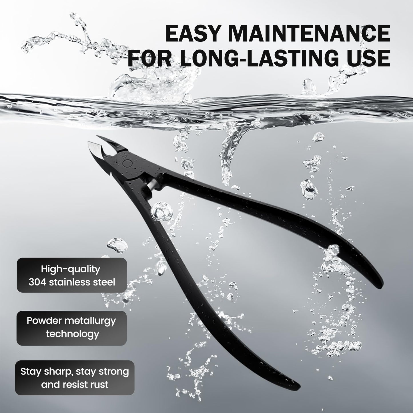 BEZOX Cuticle Cutters for Nails - Precision Half Jaw Cuticle Clippers, Stainless Steel Cuticle Trimmer for Manicure and Pedicure, Professional Cuticle Remover Tool - Black