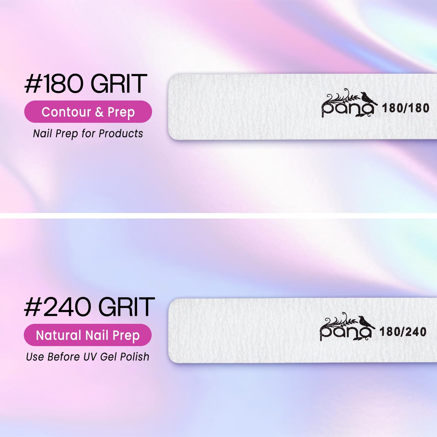 PANA Jumbo Double-Sided Emery Nail File for Manicure, Pedicure, Natural, and Acrylic Nails - Zebra (Grit 100/100) - 50 Piece Pack