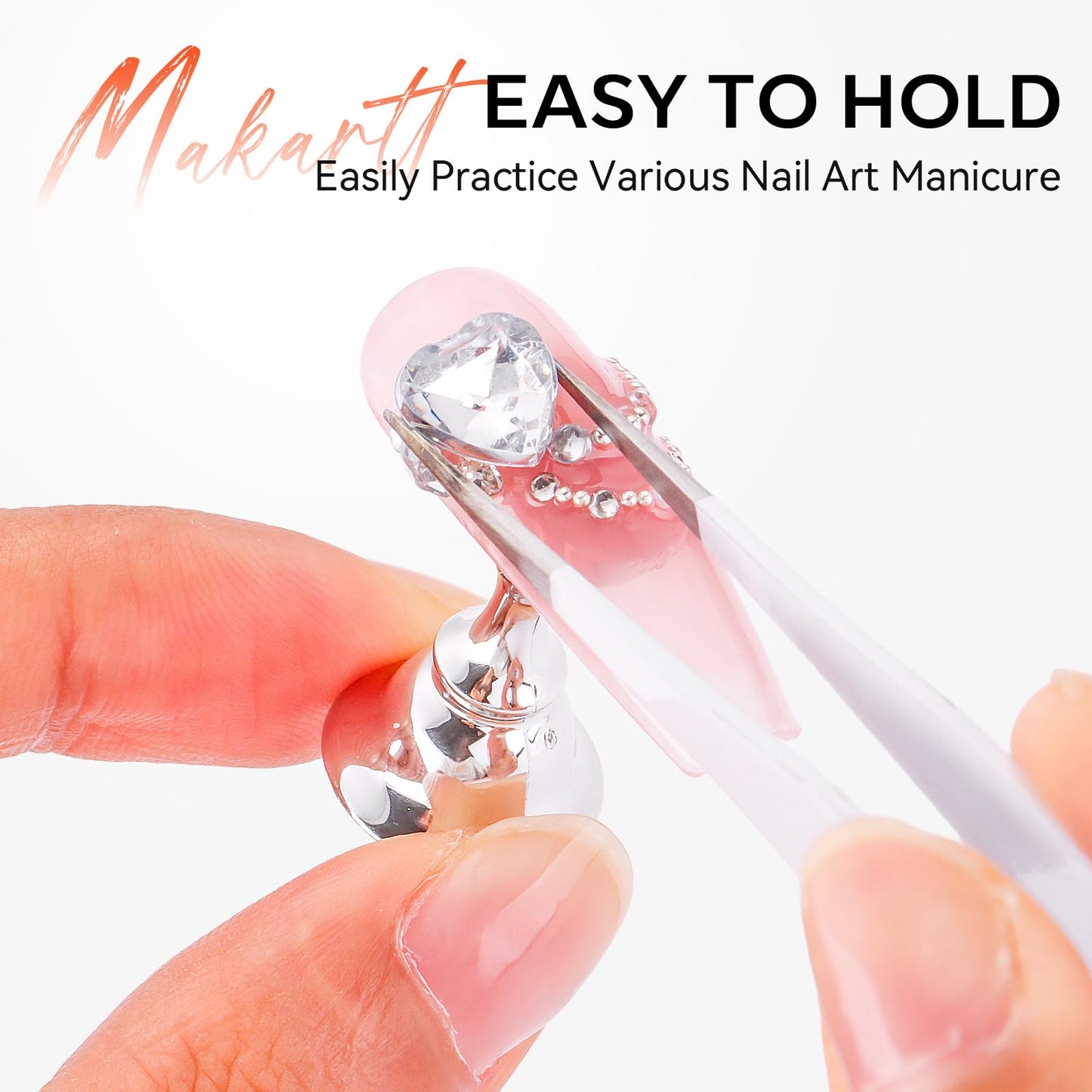 Makartt Nail Stand for Press-On Nails: Strong Magnetic, Large Flat Metal Base Holds 10 Tips at Once, Stable Holders for Nail Art Practise, Batch Painting, Design, Curing, Display, DIY Home & Salon Use