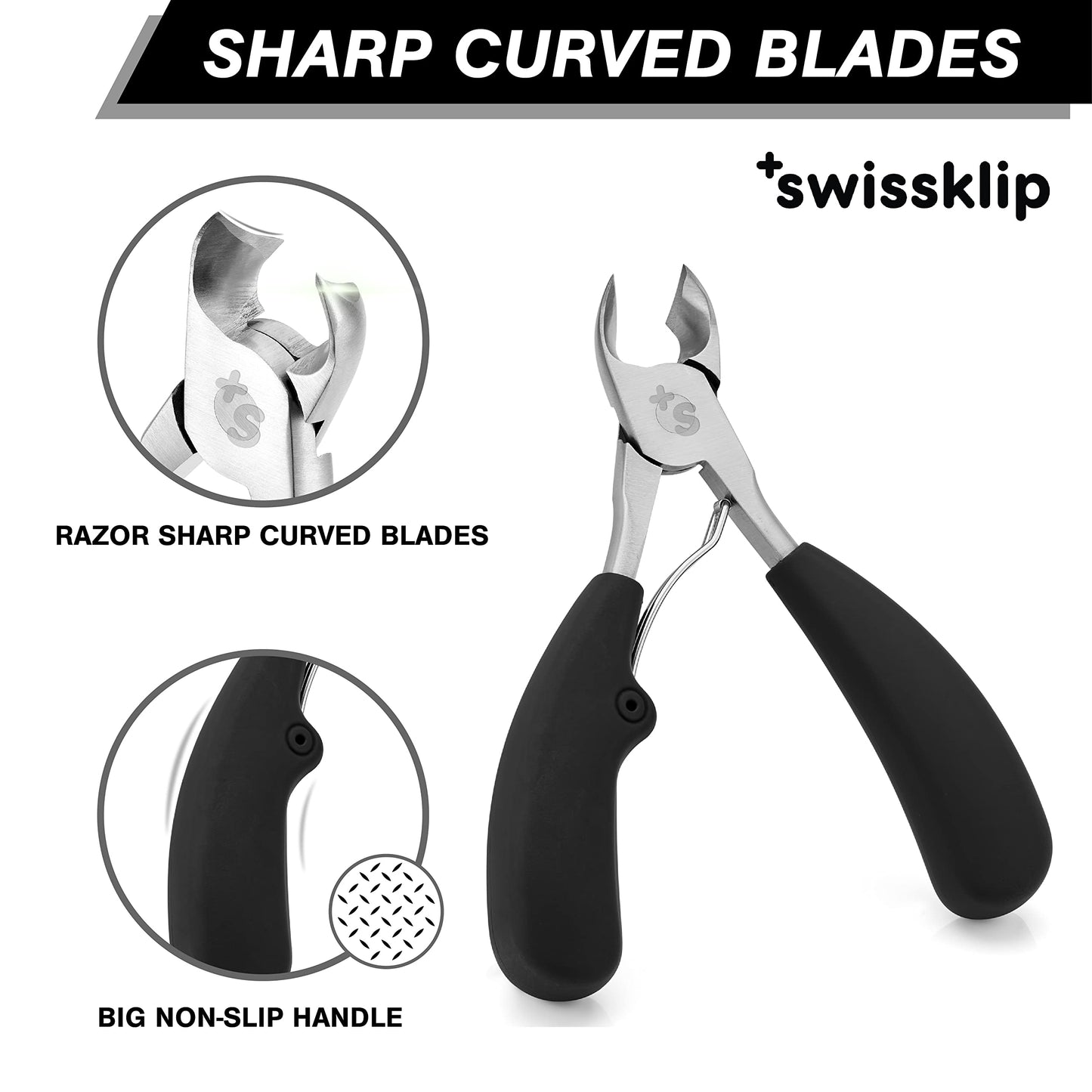 Swissklip Heavy Duty Toenail Clippers for Seniors Thick Toenails I Professional Nail Clippers for Ingrown Toenail I Nail Clippers for Men I Well Suited as Finger Nail Clippers Adult
