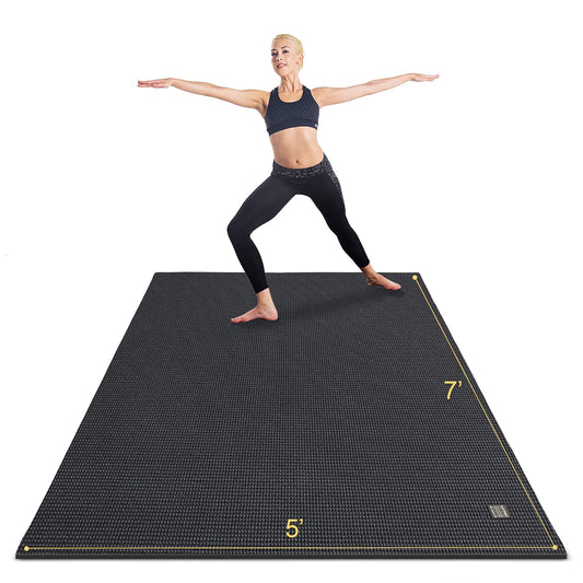 GXMMAT Large Yoga Mat 6'x4'/6'x6'/7'x5'(7mm/9mm), Extra Thick Workout Mats for Home Gym Flooring,Ultra Comfortable Non-Slip Quick Resilient Barefoot Wide Exercise Mat for Pilates,Stretching,Meditation