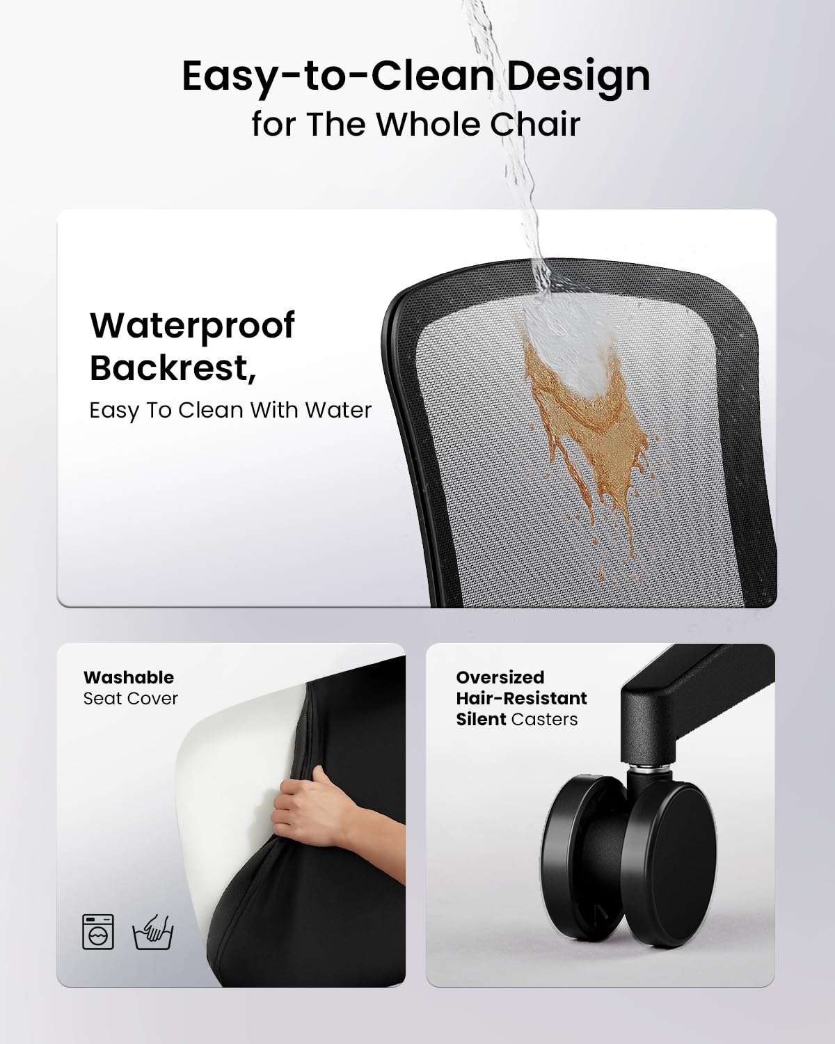 ProtoArc Ergonomic Office Chair - Flexer Computer Chair, Foam Cushion Sliding Seat, Breathable Mesh from Wintex, 125° Reclining Swivel Desk Chairs for Home, Office & Study - Black