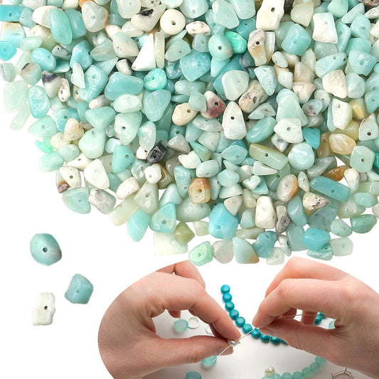 XIANNVXI Amazonite Beads, Natural Chip Stone Beads 400Pcs Crystal Bead 5-8mm Irregular Healing Crystal Loose Rocks for DIY Jewelry Making