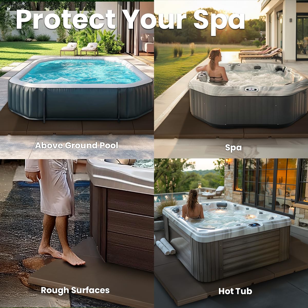 XtremepowerUS 48" x 32" Hot Tub Spa Pad Small Pool Placement Pad Concrete Pad Alternative Inflatable Pool Floor Pad/Base Foundation, 2-Pack