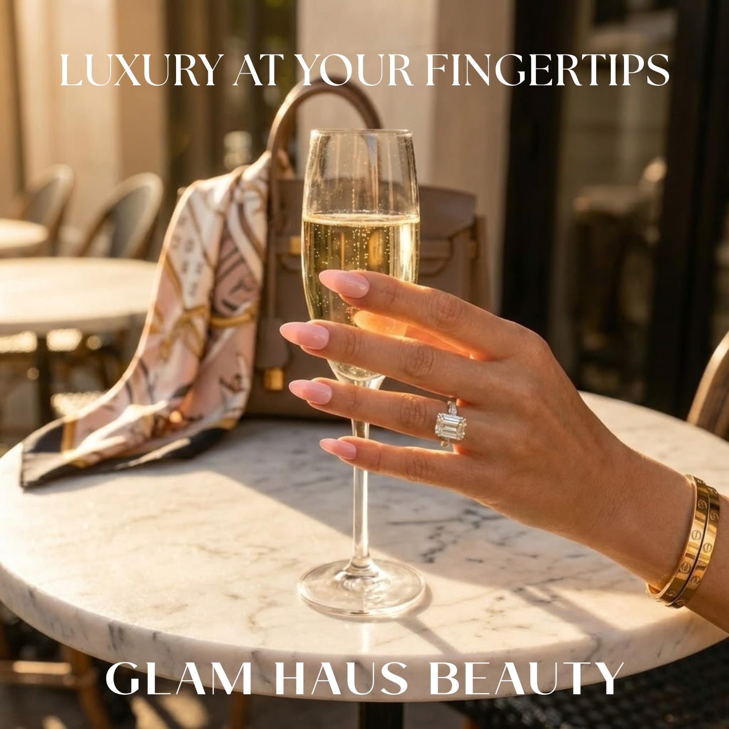 Glam Haus Beauty Press On Nails Cloud 9 | Short Oval Off-White Glossy Finish Salon Quality | 16 Sizes - 32 Nail Kit with Glue & Adhesive Tabs