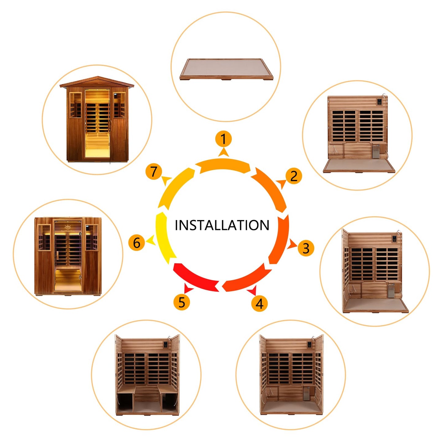 Kanlanth Outdoor Sauna 4 Person Low EMF Far Infrared Sauna for Home, 2050W Mahogany Wooden Sauna Room for Outdoor Indoor Home, with Blue-Tooth, LCD, LED