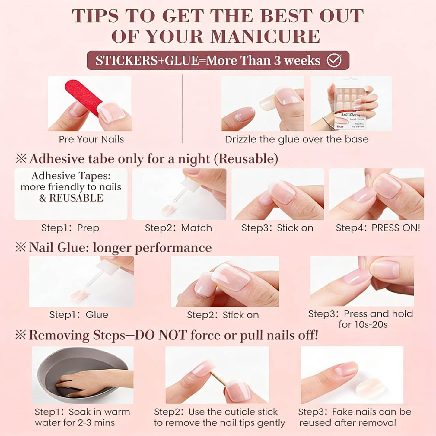 Handmade Press on Nails Medium Almond Fake Nails,Gold Metal Fake Nails Thickened Acrylic False Nail Full Cover Pink White French Tips Stick on Nail for Women(Size M)