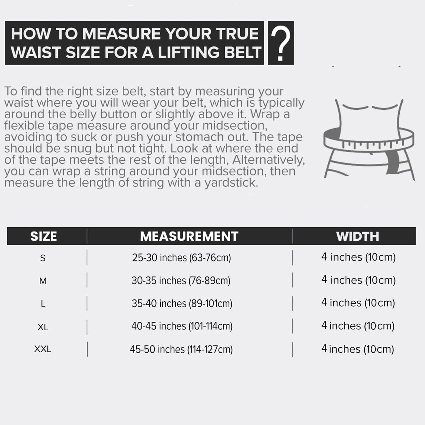 PowerLifting Belt/Weight Lifting Belt - 10mm Double Prong - 4-inch Wide - Advanced Back Support for Weightlifting and Heavy Power Lifting (Grey, XX-Large)