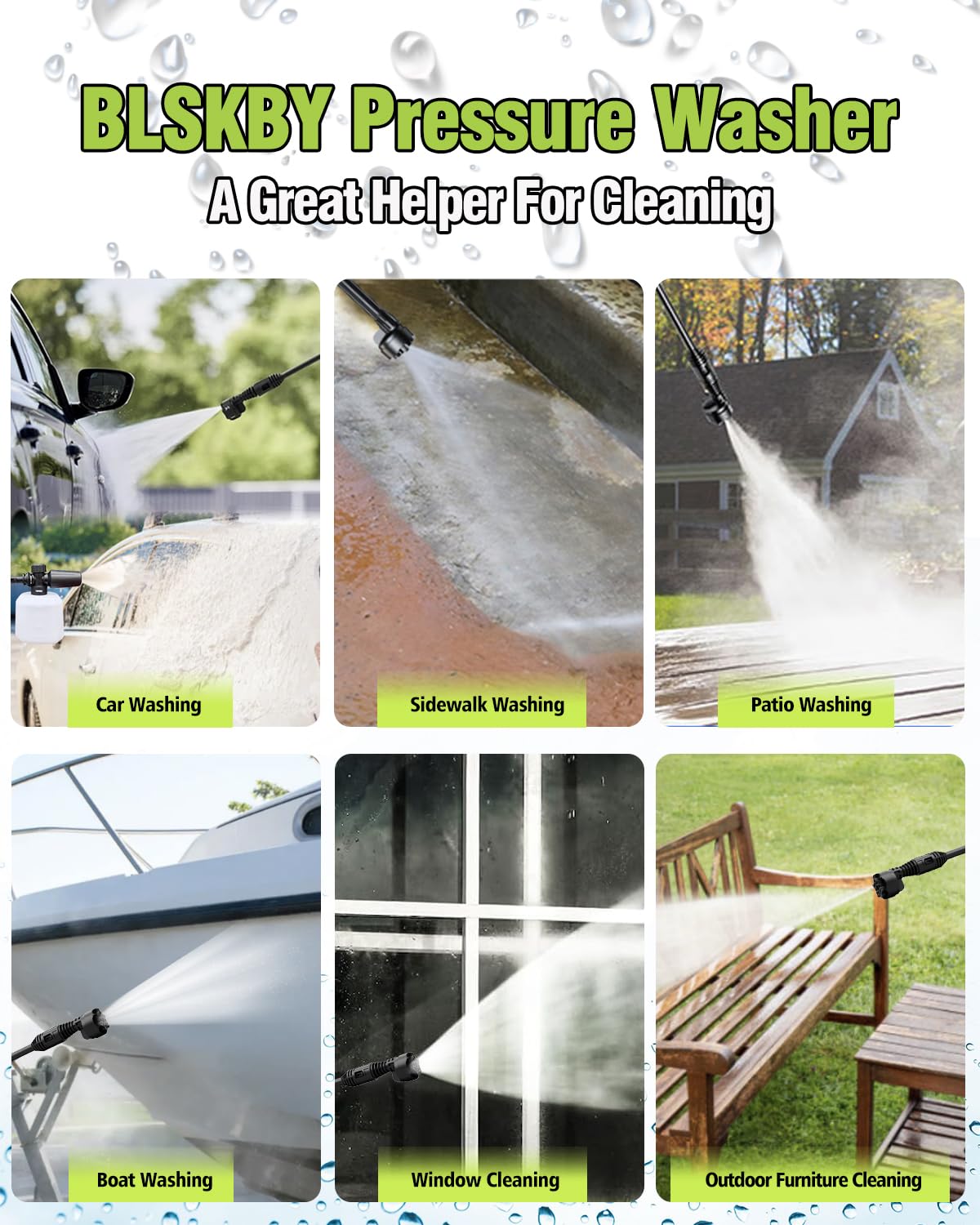 1200PSI Cordless Pressure Washer 2 Batteries - Brushless Cordless Power Washer with 6-in-1 Nozzle, Foam Cannon, LCD Display, Battery Pressure Washer for Patio, Car & Outdoor Cleaning