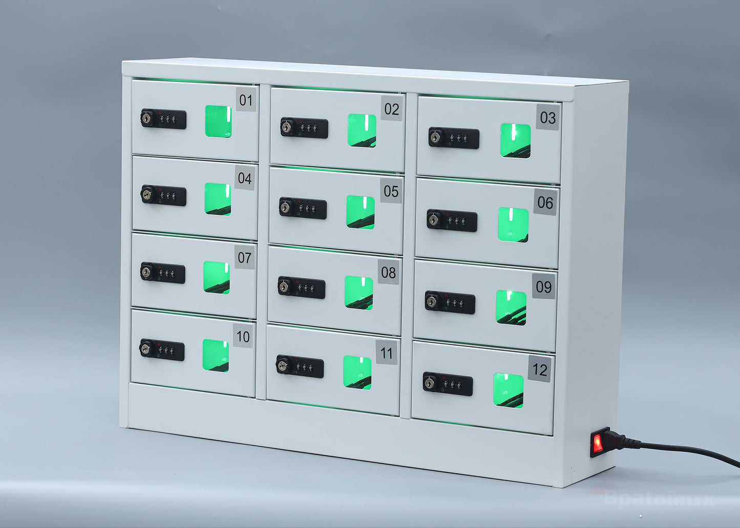 Bpatoimsx Safety and Convenience 12 - Compartment Cell Mobile Phone Charging Station Cabinet Locker with Combination Lock White - Ideal for Students and Employees