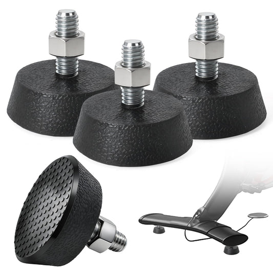 4 Pack 3/8 Inch Leveling Foot Pads with Stainless Steel Screws, Rubber Swivel Non-Slip Shock Absorbing, Compatible with Peloton Bike and Bike+, Replacement Leveling Feet for Spin Bike Stability