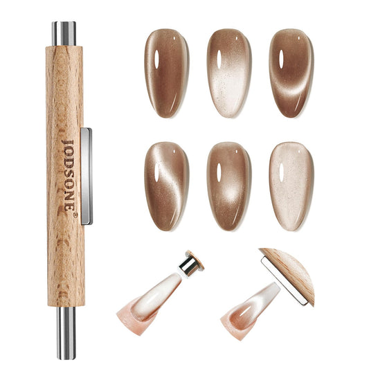 JODSONE 3-in-1 Cat Eye Magnet for Nails, Cylindrical & Square Magnets Nail Art Pens,Multi-Function Strong Magnet Nail Art Tool for Cat Eye Design DIY(Magnet Only, No Gel Included)