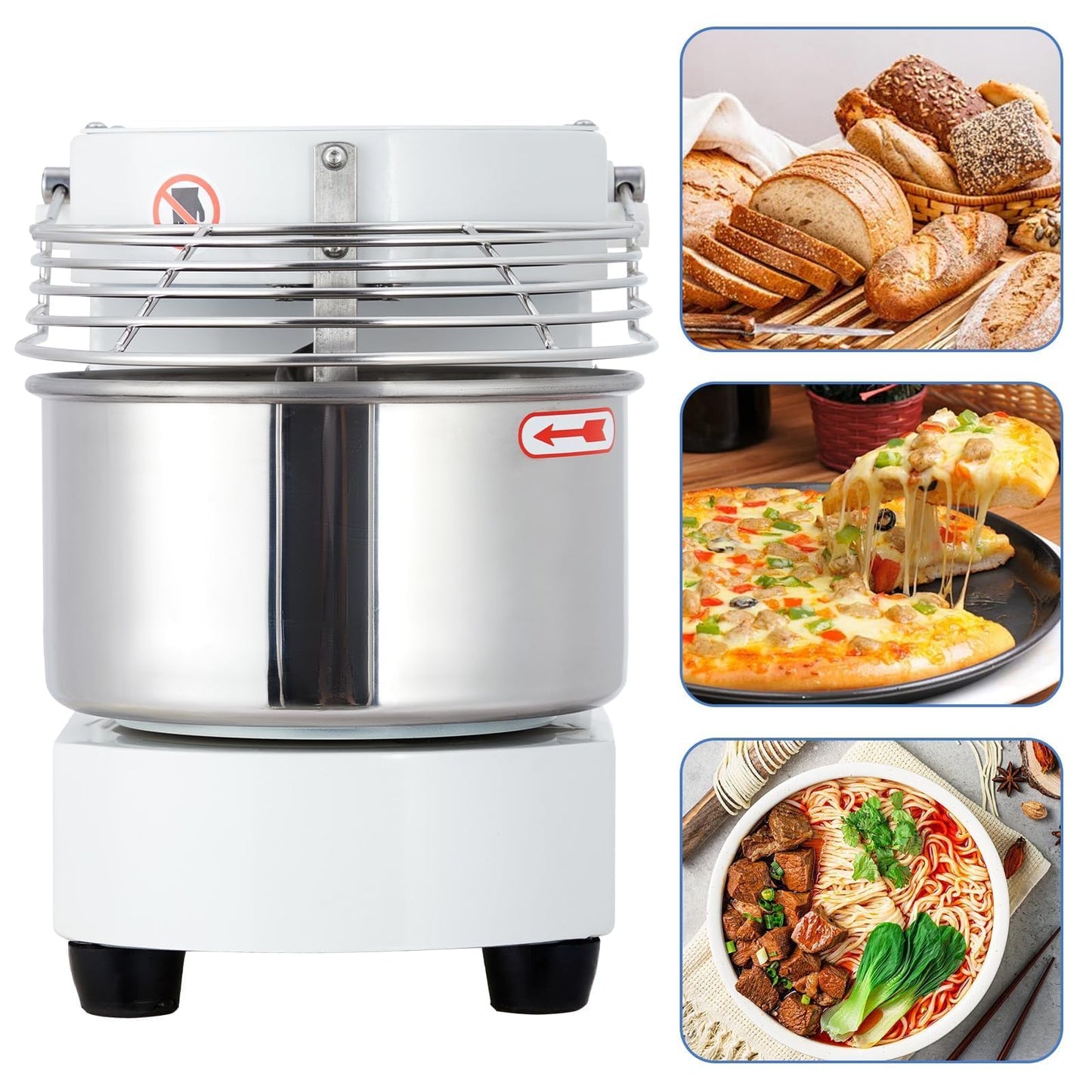 GarveeHome 10.5 Qt Household Stand Mixer, Touch Screen Dough Mixer Machine with Timer, Security Shield, 650W Dual Rotating Dough Kneading Machine Stainless Steel Bowl for Restaurant Bakery