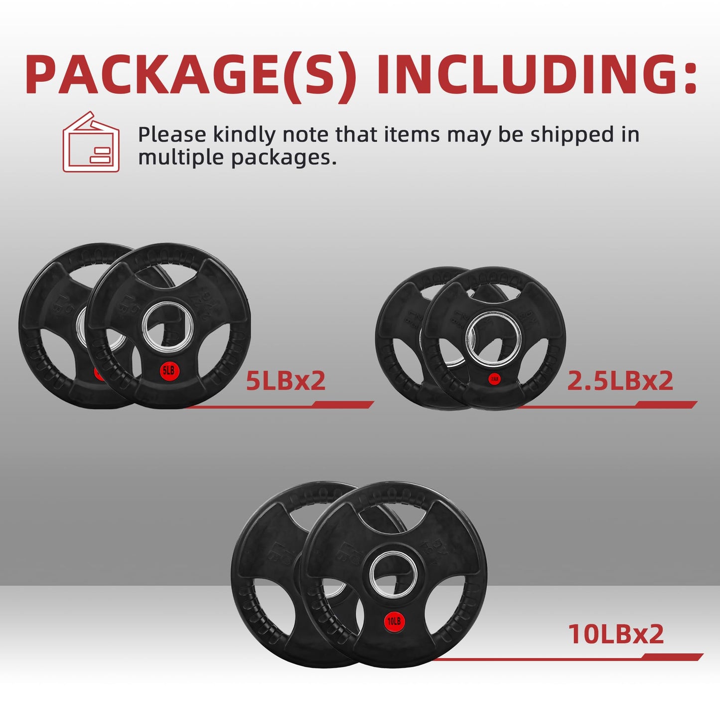 Fitvids 2 Inch Olympic Barbell Weight Plates Set, 35 LB(2.5-10 LB) Barbell Weight Set for Home Gym Strength Training, Rubber Coate Design