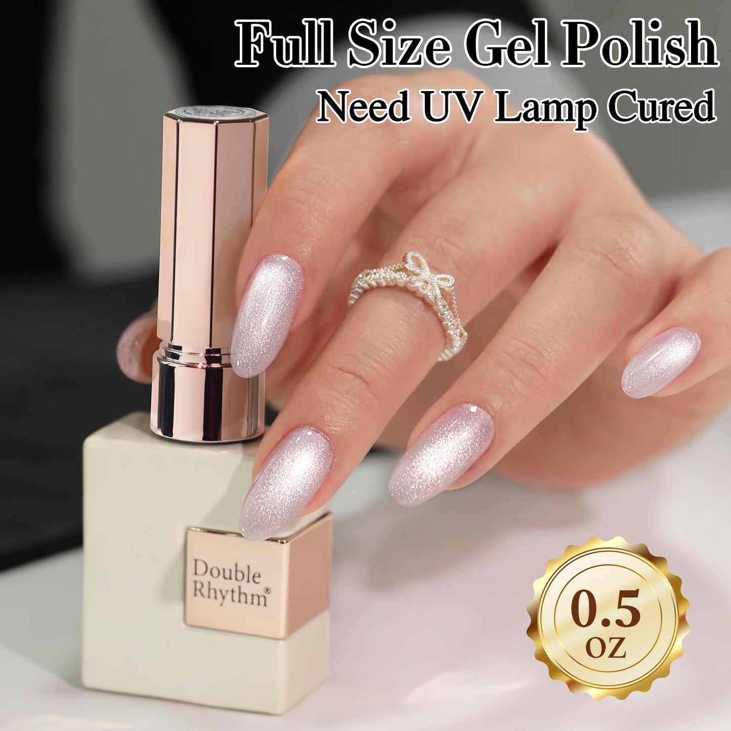 Double Rhythm Jelly Glass Cat Eye Gel Polish with Magnet 15ML Holographic Glitter Shimmer Translucent Sheer Color Magnetic Nail Polish Salon DIY at Home (Milky White Silver-MC1302)