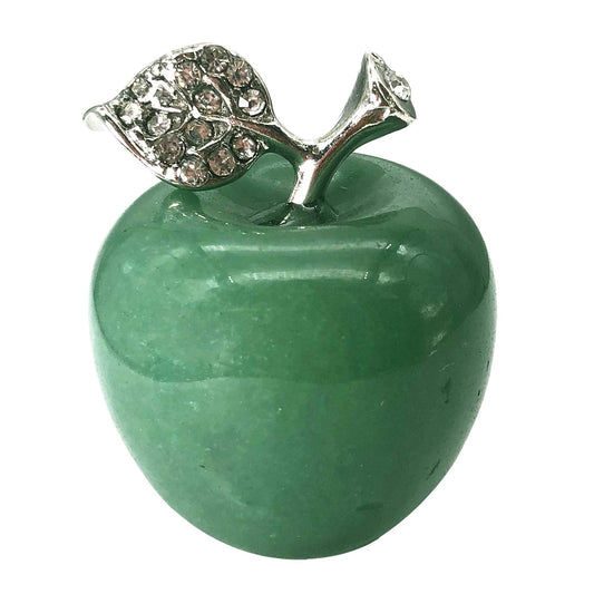 Fekuar Neyisaa Green Aventurine Apple Decor, Healing Crystals Pocket Stone Fruit Figurine Craft Home Decoration 30mm