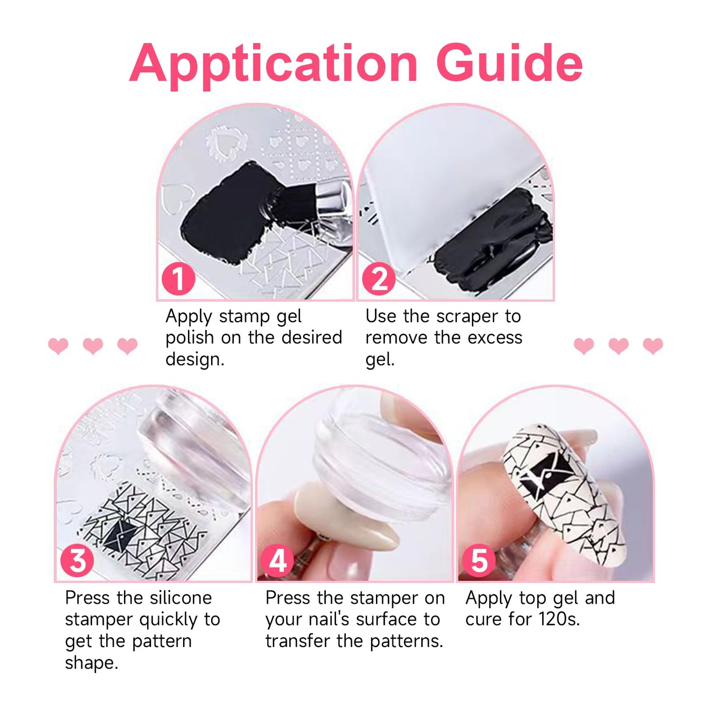 TWOEIGHT Nail Stamp Gel 8Pcs French Tip Nail Stamp Kit with Black White Color Stamper Gel Polish,Stamping Top Coat,Nail Stamping Templates, Scrapers, Silicone Stamper,Brush,4 Colors Chrome Nail Powder