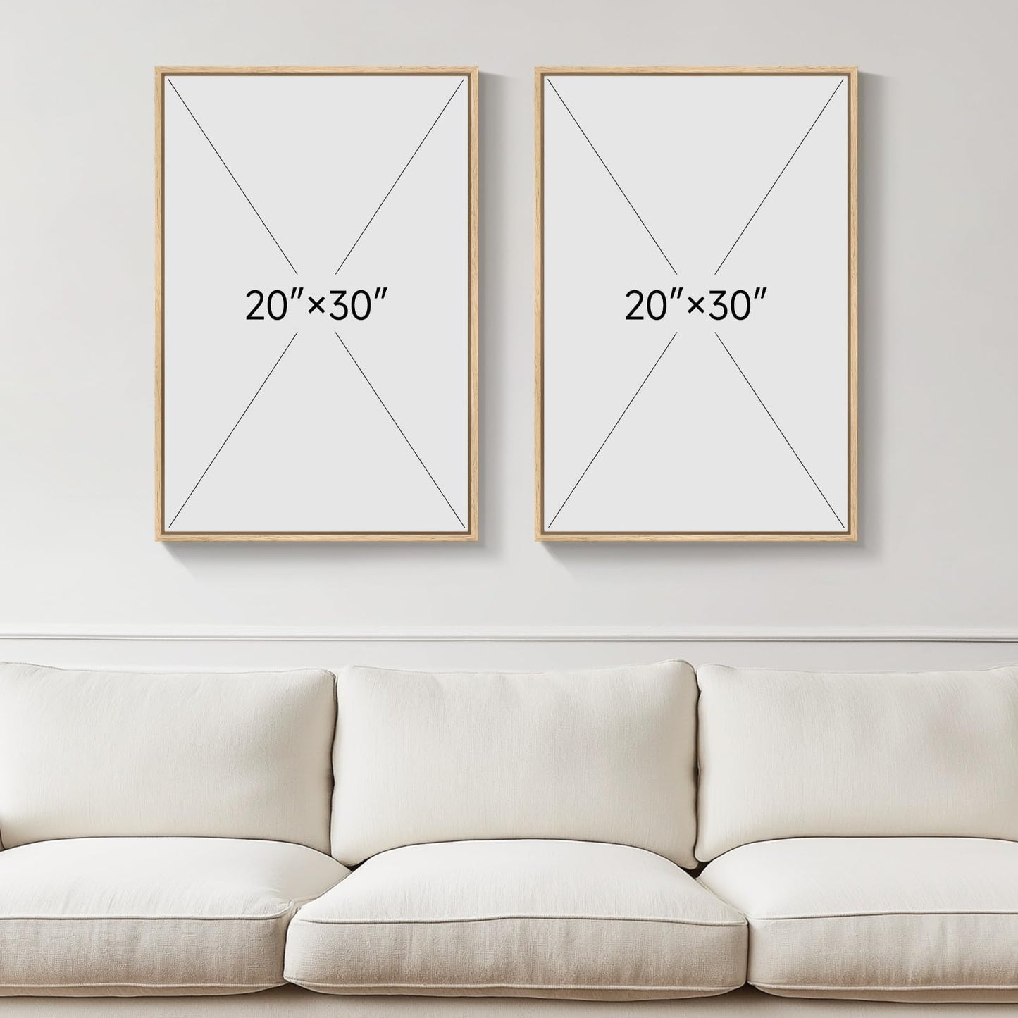 Large Framed Neutral Abstract Wall Art for Living Room, Set of 2 Modern Warm Beige and Taupe Canvas Artwork for Walls, Woman Silhouette Paintings Prints Wall Decor for Bedroom Home Office, 20x30 Inch