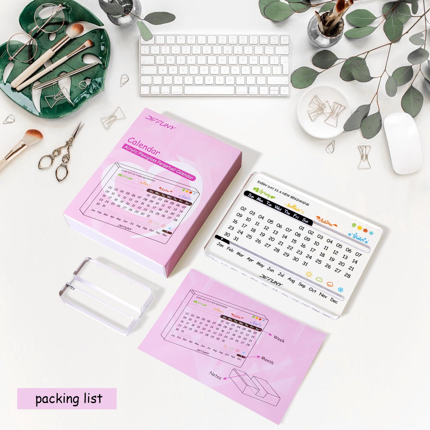 DIFFUNY Acrylic Perpetual Desk Calendar – Cute Modern Office Decor & Office Gifts for Coworkers, Women & Men