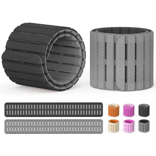 SE7EN Ankle Weights for Women & Men, Silicone Magnetic Wirst & Leg Weights for Pilates, Yoga, Pool, Gym, Set of 2 Weights (1 lb Each) | Black & Gray