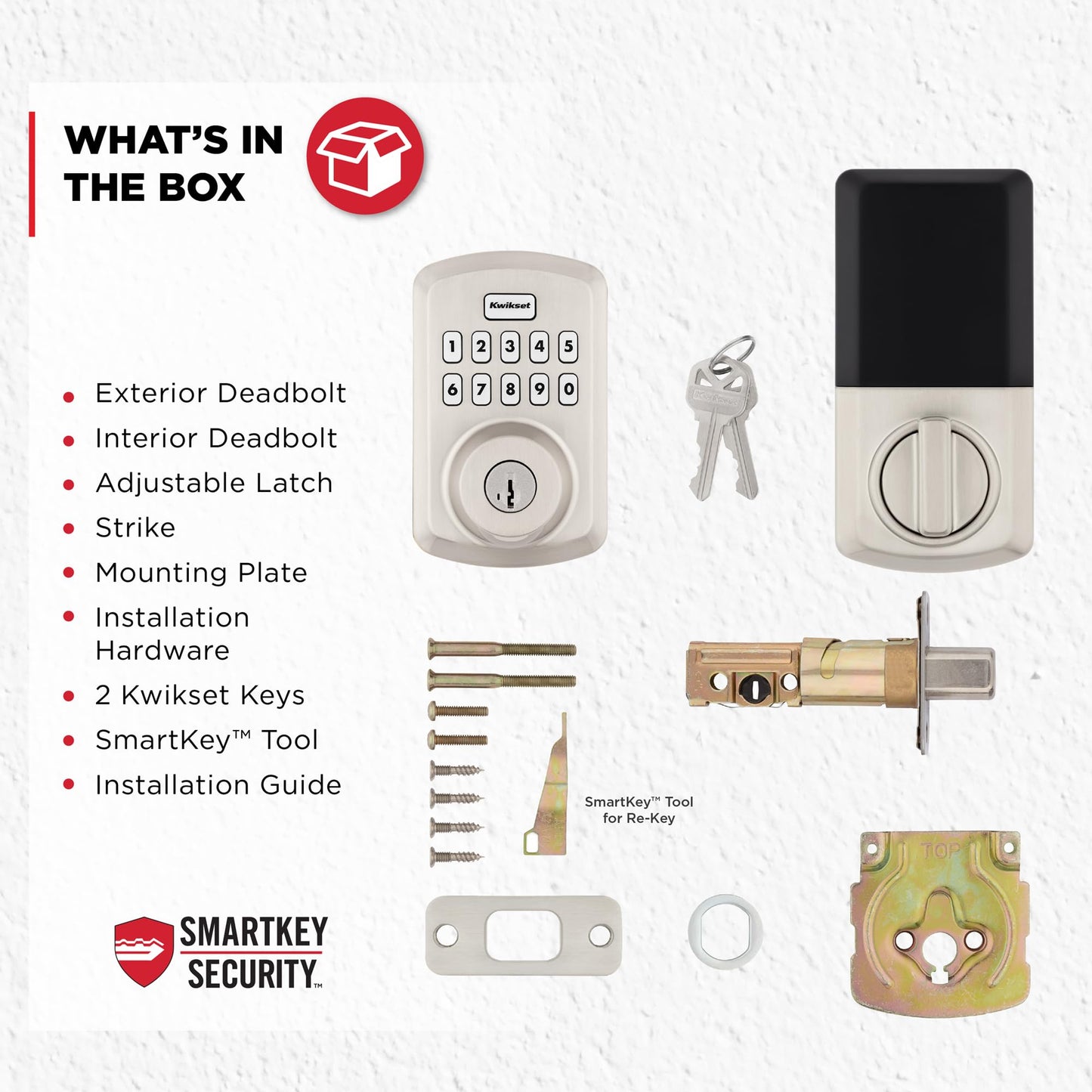 Kwikset Powerbolt 250 10-Button Keypad Satin Nickel Transitional Electronic Deadbolt Door Lock, Featuring Convenient Keyless Entry, Customizable User Codes, and Auto-Locking
