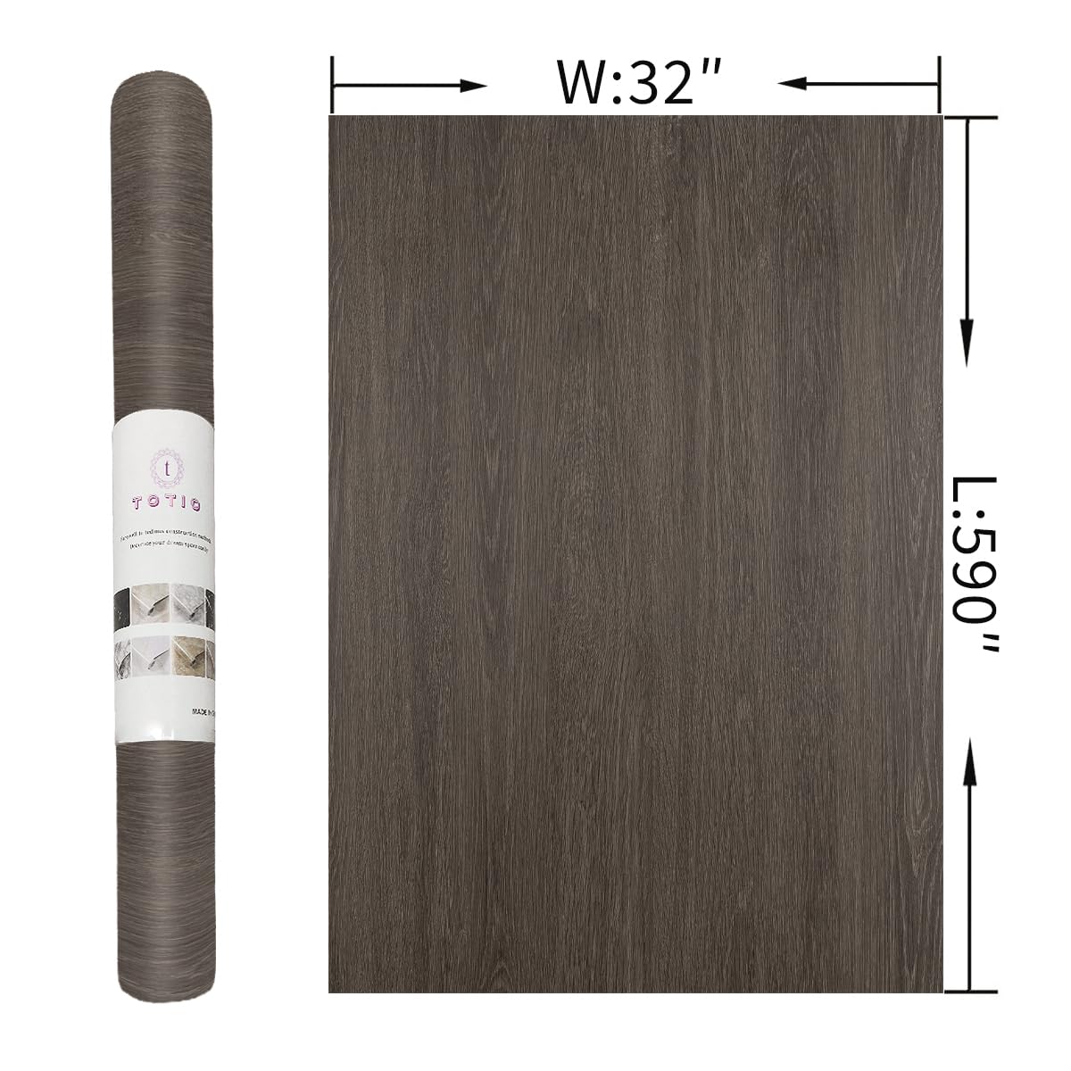 32x590in Extra Wide Dark Brown Wood Grain Contact Paper Black Walnut Textured Peel Stick Wallpaper Air Guide Slot Design Matte Thick Self-Adhesive Waterproof Furniture Sticker Vinyl Decorative Film