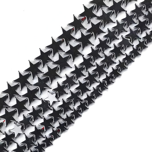 HAAMIIQII 70pcs 8mm Natural Black Hematite Loose Gemstone Beads Star Shape Spacer Stone Beads for Jewelry Making DIY Bracelets Necklaces Crafting