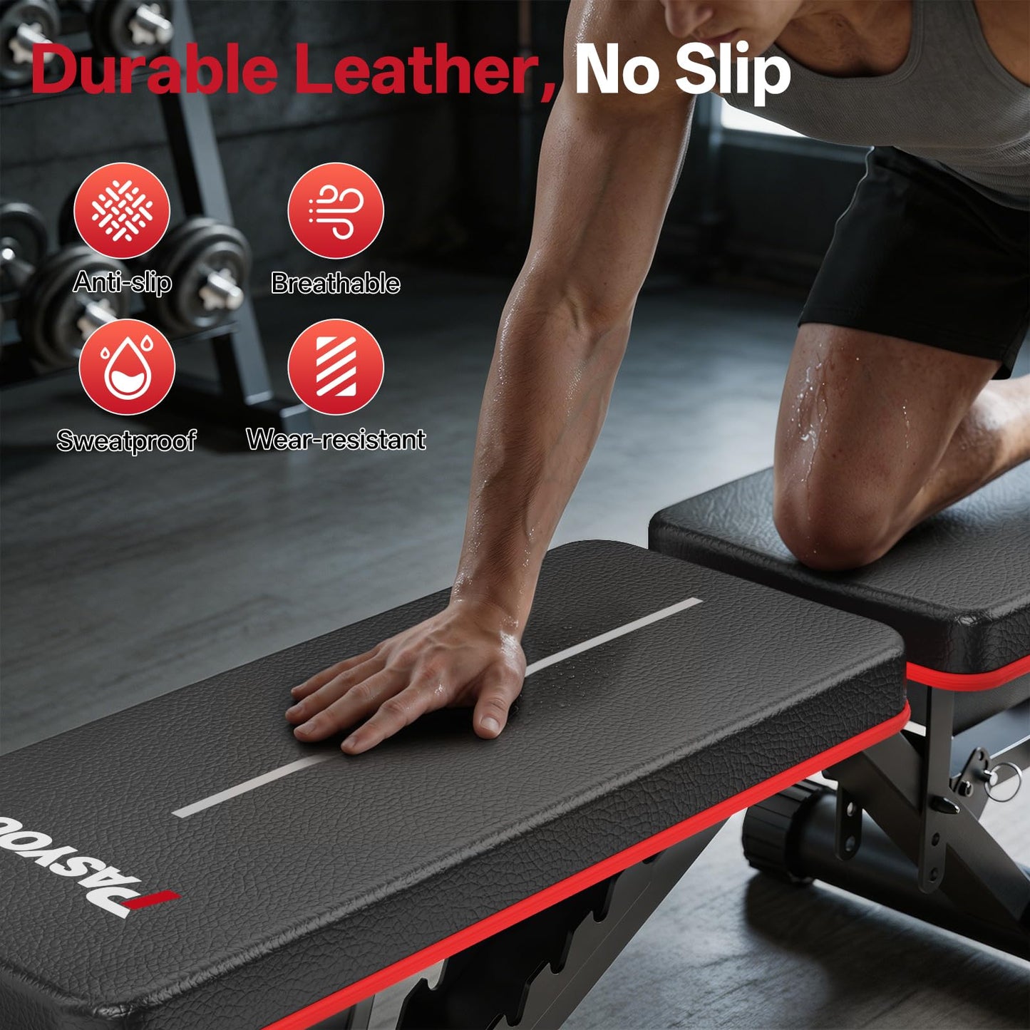PASYOU Adjustable Weight Bench for Home Gym, Foldable Workout Benches with 660LBS, Exercise Bench for Incline Decline Flat Bench Press, Foldable Strength Bench for Daily Training