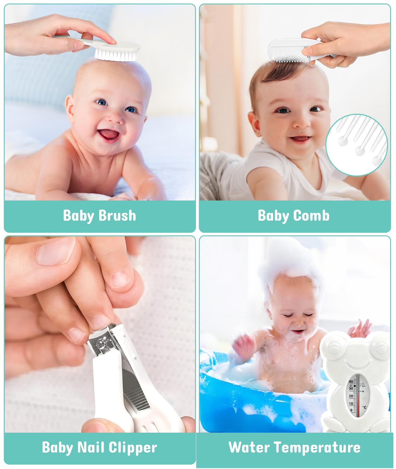 Baby Healthcare and Grooming Kit, Electric Safety Nail Trimmer Baby Nursery Kit, Newborn Care Kits with Hair Brush Comb for Newborn Infant Toddlers Baby Boys Girls Kids, Baby Shower Gifts (White)