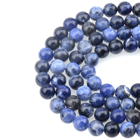 LPBeads 100PCS 8mm Natural Blue Sodalite Beads Gemstone Round Loose Beads for Jewelry Making with Crystal Stretch Cord