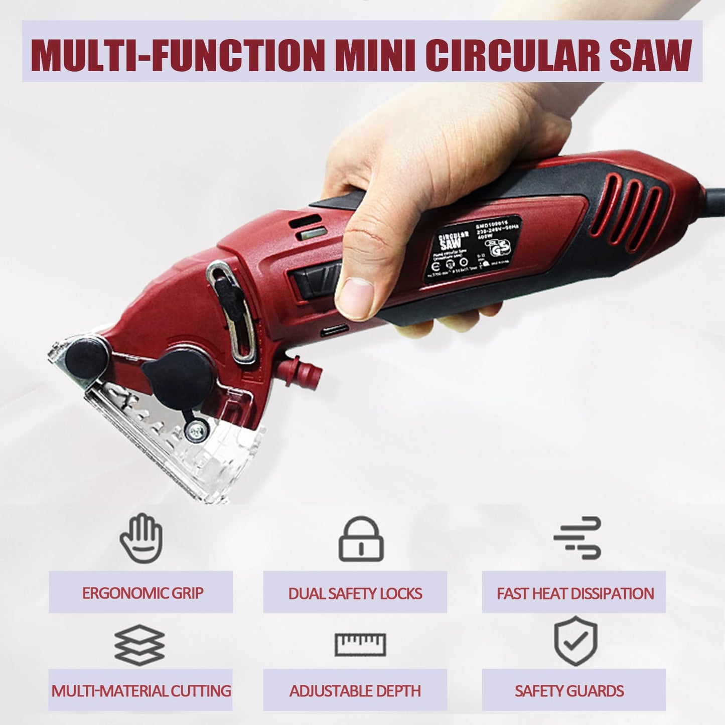 Mini Circular Saw Set, 400W High Power Compact Saw for Drywall, Tile, Metal, Wood, with 6 Blades & Tool Box