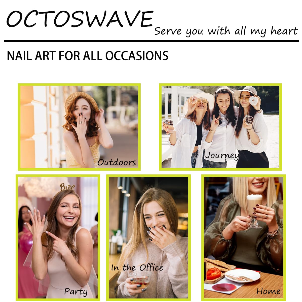 OCTOSWAVE Valentine's Short Press on Nails Almond Fake Nails French Glossy Artificial Nail 3D Love Lips Stick on Nail for Women 24pcs