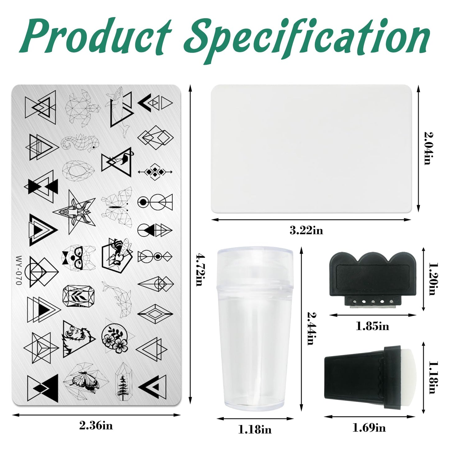 AddFavor Nail Stamping Plate Kit with Nail Stamp and Scraper, 6pcs Leaf Fruit Geometric Nail Stamper Kit for Home Salon Manicure Polish Print Stencils Design Tools