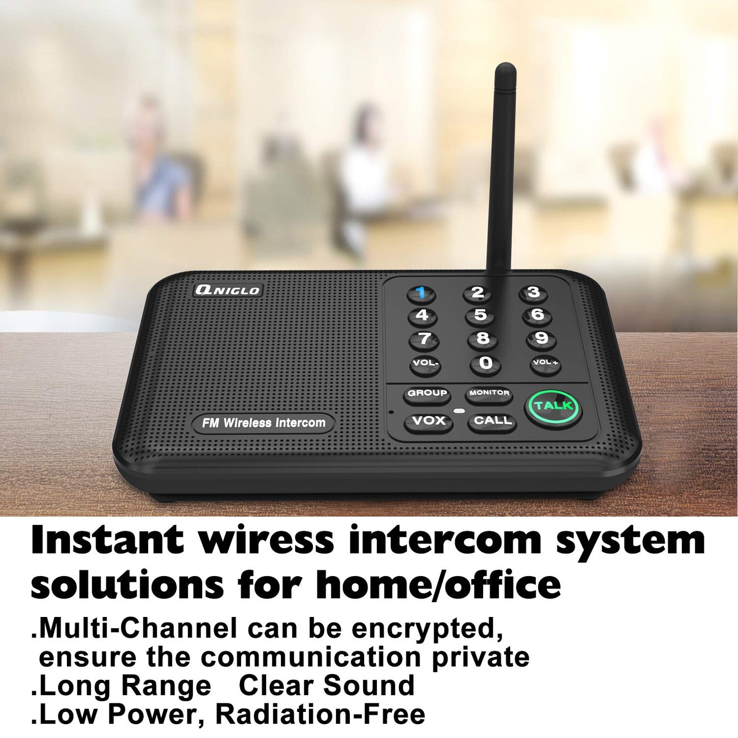 Intercoms Wireless for Home, Home Intercom System Wireless, 5280 Feet Long Range House Intercom System for Business, Two Way Wireless Intercoms for Office, Wireless Room Monitor LD666-4P