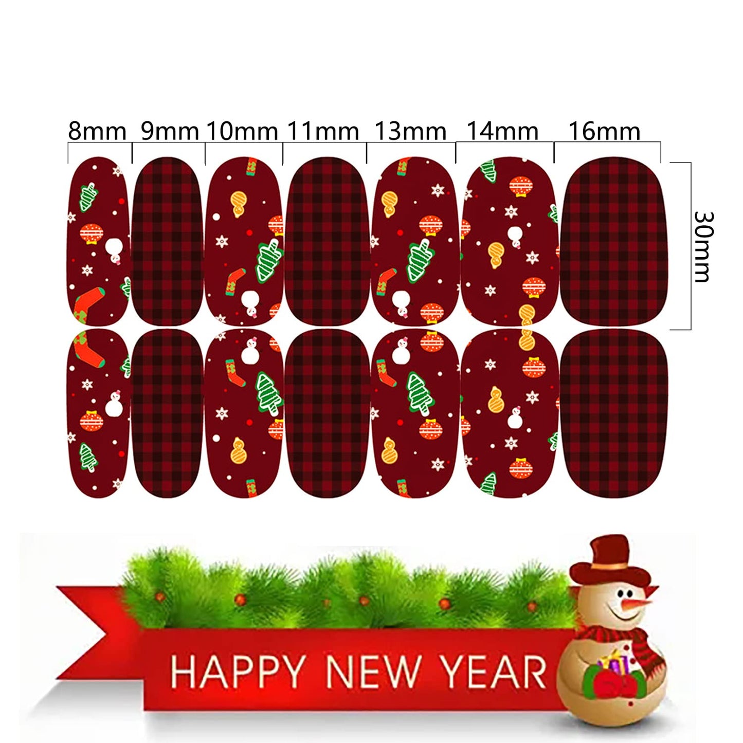SILPECWEE 30 Sheets Christmas Nail Polish Strips Nail Stickers Full Nail Wraps Self-Adhesive Nail Polish Stickers Decals for Women Gel Nail Strips with Nail File (Chic Style)
