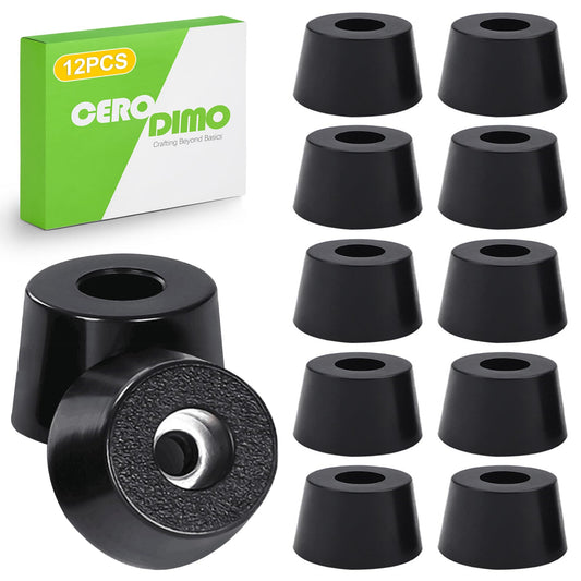 CeroDimo 12 Pcs Rubber Feet for Cutting Board, Non-Slip Bumper Pads with Stainless Screws for Furniture, Electronics, and More (13/16" x 3/8")
