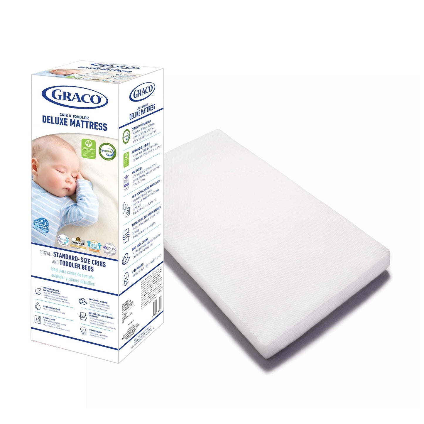 Graco Theo Crib and Mattress Nursery Essentials Pack (Pebble Gray) – GREENGUARD Gold Certified Baby Crib & Crib Mattress, Cribs with Mattress Included, Convertible Crib, Baby Mattresses for Crib
