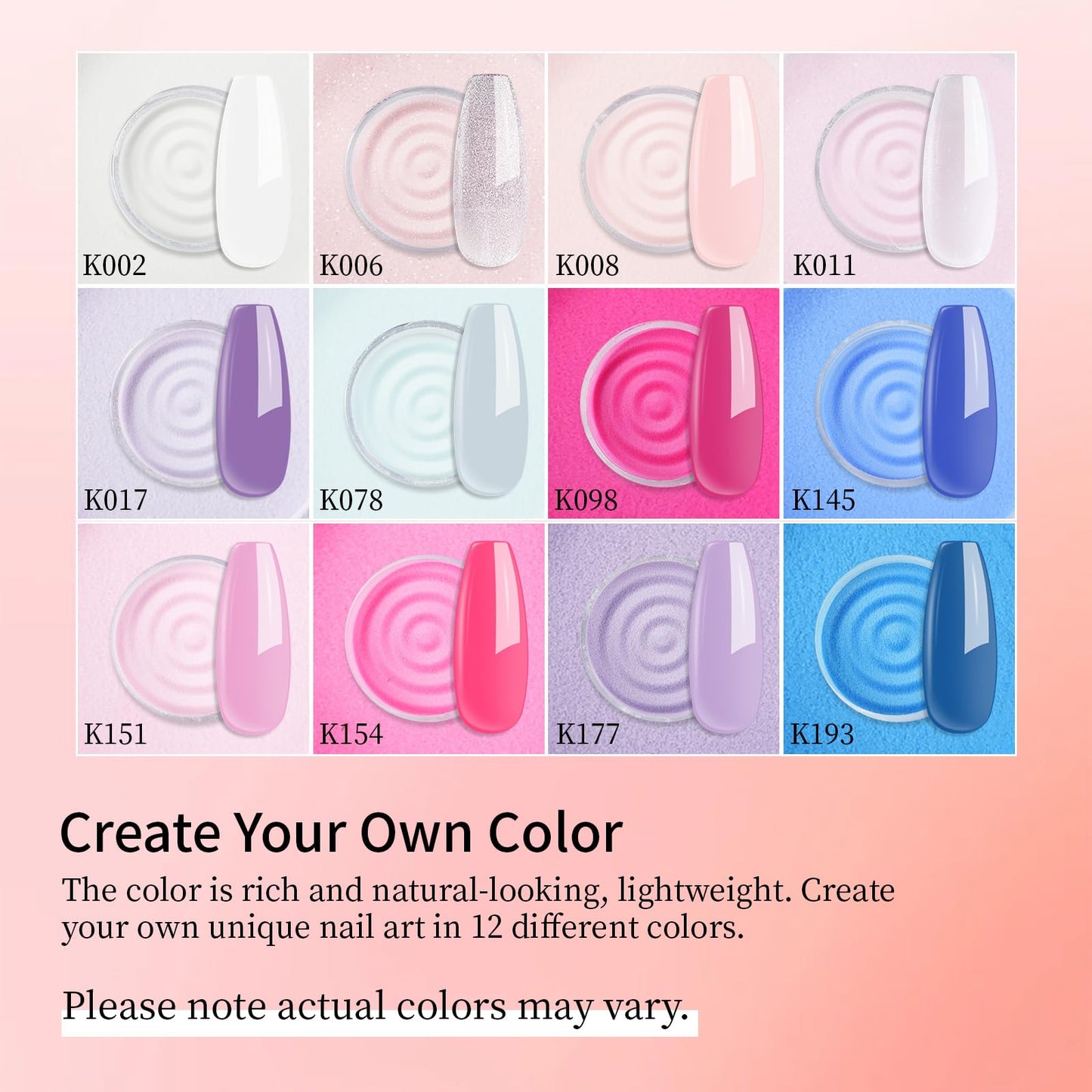 Eodci 12 Colors Nail Dip Powder Set, Hot Pink Blue Purple White Dipping Powder Kit, Shimmering Nude Glitter Nail Art Manicure Salon DIY for Daily at Home Party Gifts for Women