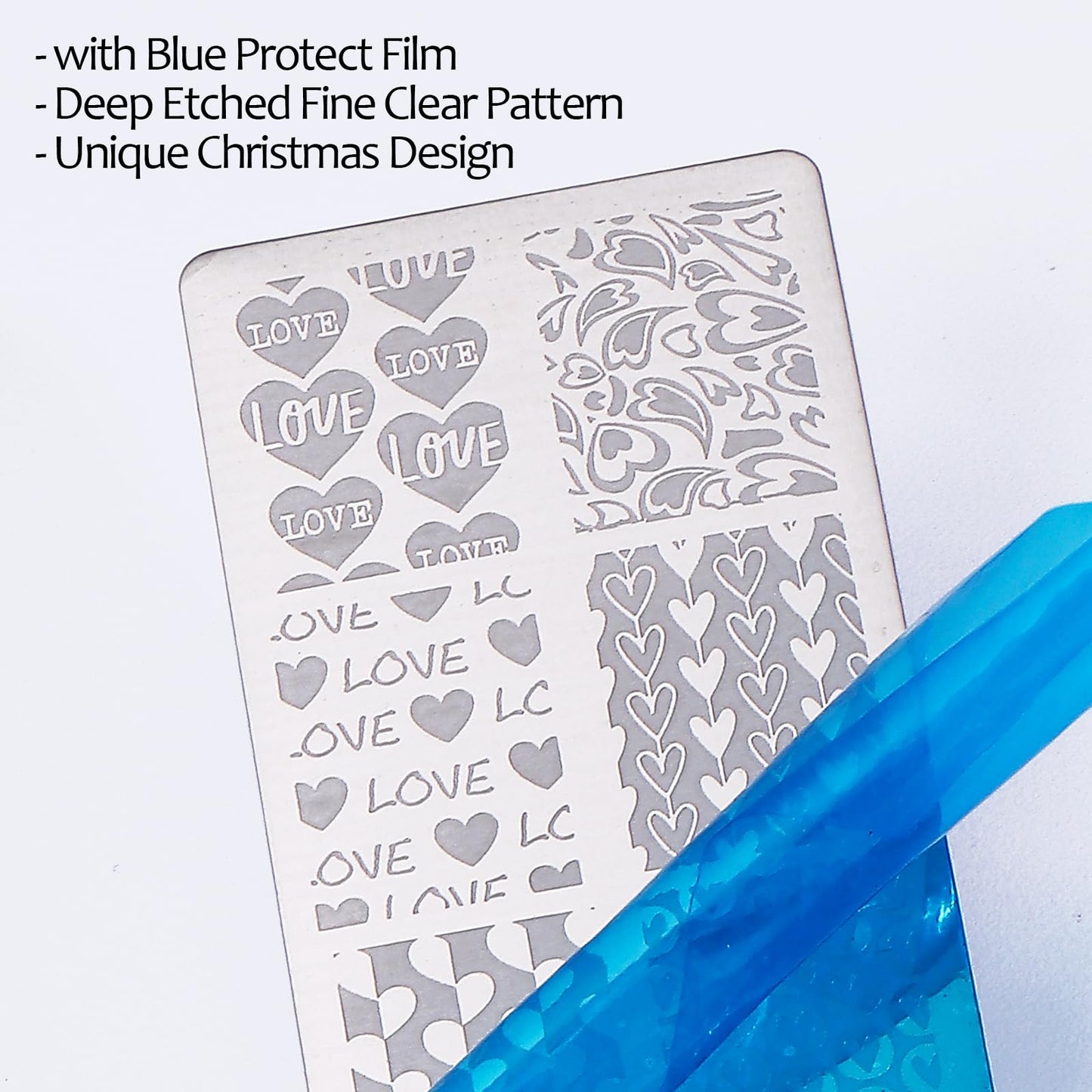 8pcs Heart Lip Valentine's Day Nail Stamping Plate Heart Print Holiday Nail Stencil Art Template with Nail Stamp Scrape Romantic Manicure Salon Supplies for DIY Nail Art