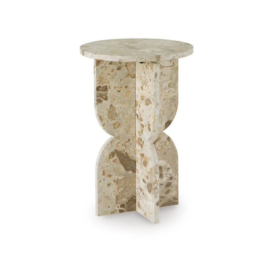 Signature Design by Ashley Treygan Contemporary Marble Accent Table, Beige & Light Brown