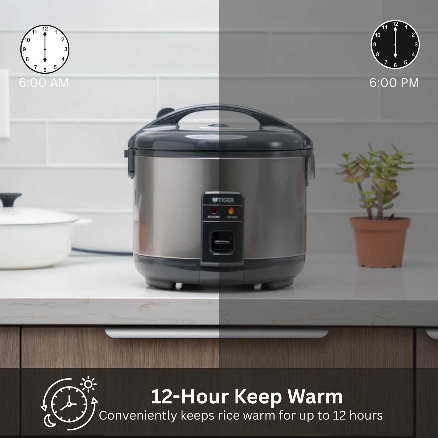 Tiger JNP-S55U-US 3 Cup Capacity White Rice Cooker with Non-Stick Inner Pot, Retractable Power Cord, and Keep Warm up to 12 hours (Urban Satin)