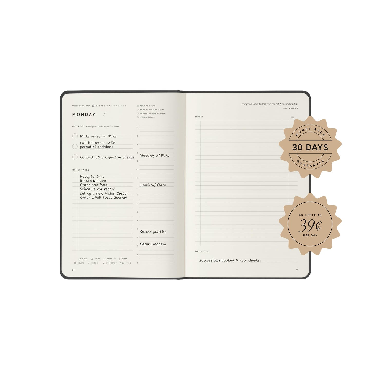 Full Focus Navy Linen Planner by Michael Hyatt - The #1 Daily Planner to Increase Focus, Eliminate Overwhelm, and Achieve Your Biggest Goals - Hardcover
