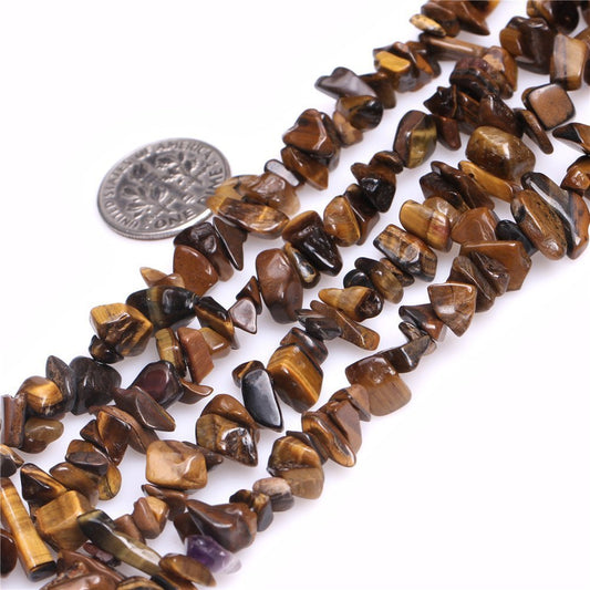 HAAMIIQII 5-8mm Natural Tiger Eye Chips Beads Irregular Chip Stones Loose Gemstone Beads for Jewelry Making Strand 30 Inch
