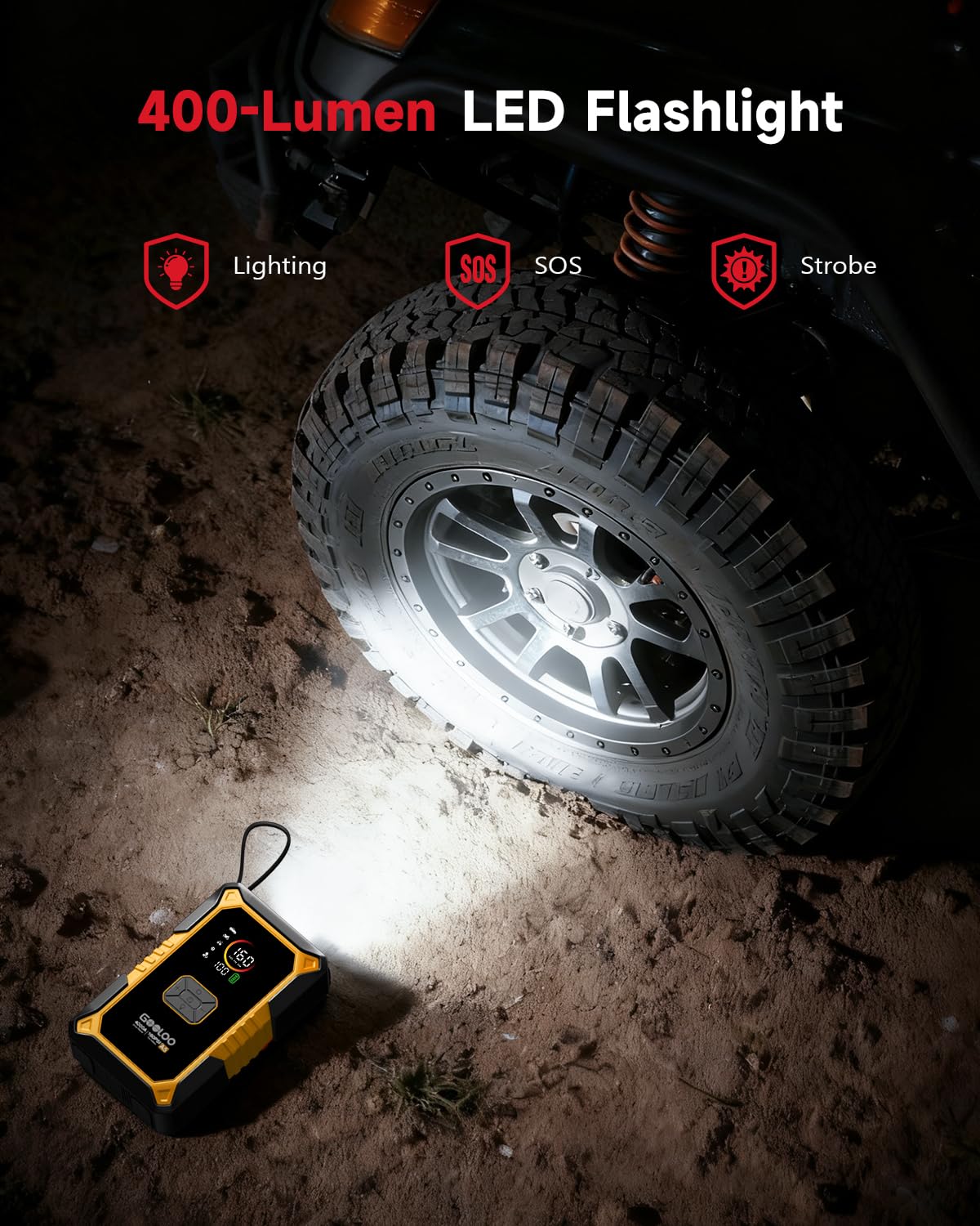 GOOLOO A5 Car Jump Starter with Air Compressor, 4000A Portable Car Jump Starter (All Gas/10.0L Diesel) with 160PSI Auto-Off Tire Inflator, 45W Output Power Bank,12V Battery Jumper Starter Portable