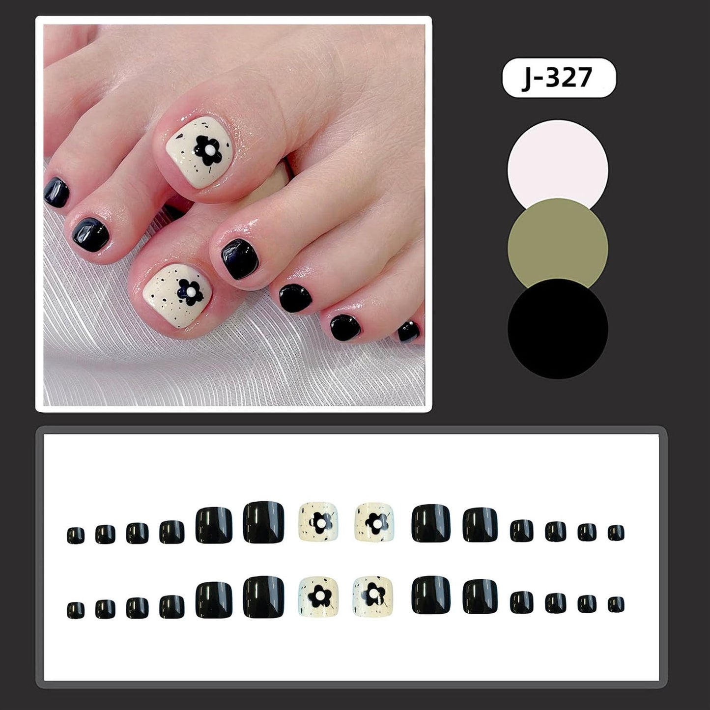 FIEONCIY Press on Toenails with Designs Acrylic Fake Nails for Toe Artificial False Nails with Charms Press on Toe Nails for Spring Summer Stick on Toenails for Women Girls(WSJ2539)