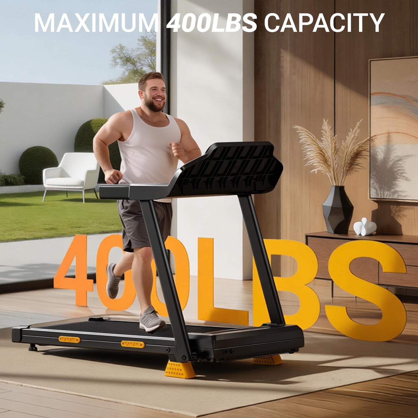 16% Incline Treadmill with Handle, 4-in-1 Foldable Treadmill with Triple-Screen Console, 3.0HP Quiet Brushless Treadmills for Home and Office Use, 400 LBS Capacity