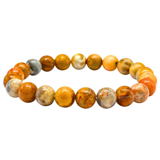 Amazing Gemstone Crystal Bracelet for Women Men's Gifts - Protection Healing Crystal Bracelet - 8mm Gemstone Beaded Stretchable Bracelet Pulseras Para Hombres Mujer Stocking Stuffers Mothers Day Gift (Crazy Lace Agate)