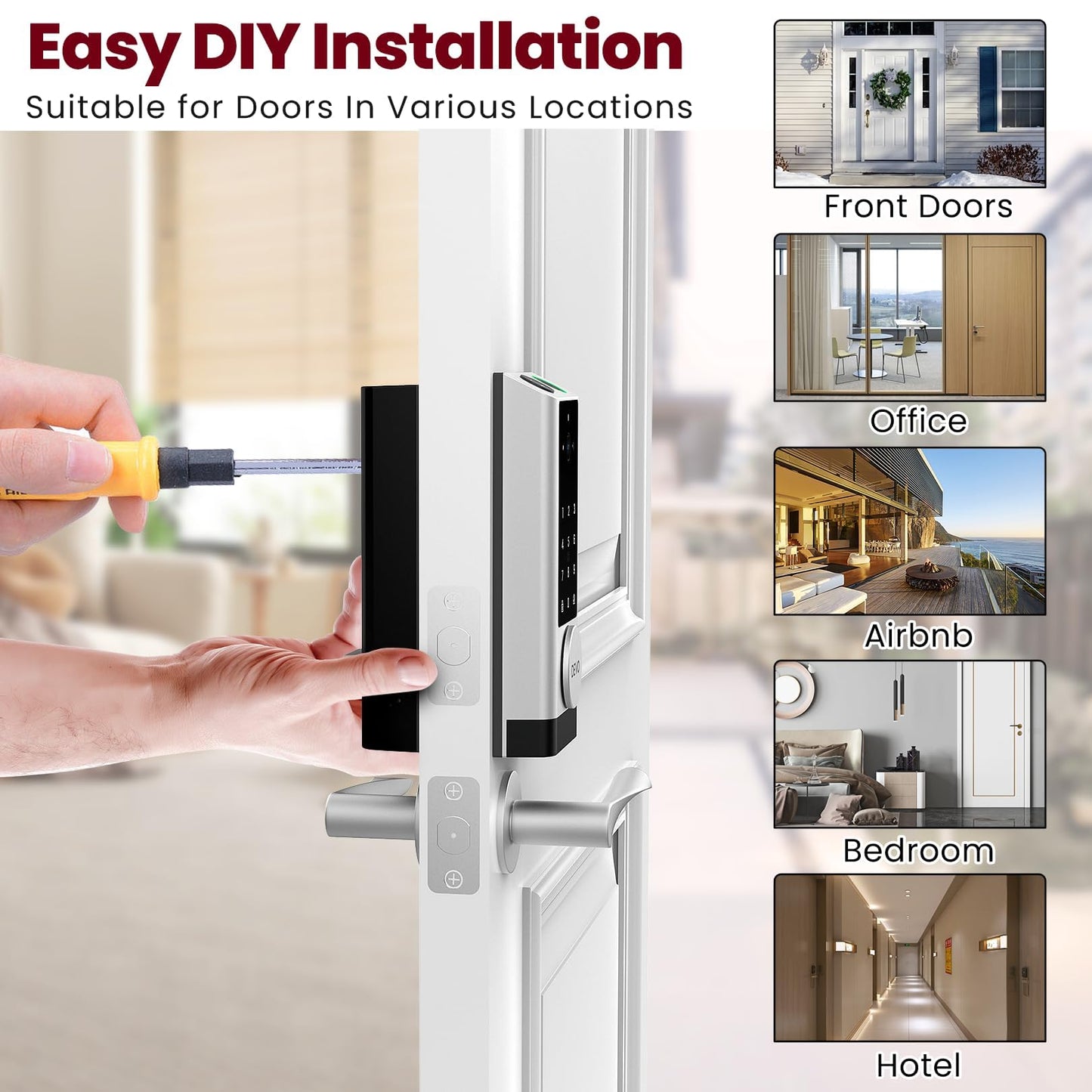 DEVO G1 Keyless Entry Deadbolt- 6-in-1 Smart Lock with Camera & Doorbell, Wi-Fi Smart Door Lock for Front Door with Fingerprint, Auto Locks, App Remote Light Sliver