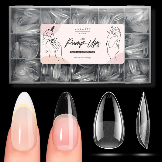 Makartt Almond Nail Tips: 510pcs Full Cover Medium Almond Fake Nails, 15 Sizes Soft Gel Half Matte Pre-shape Soak Off for Press on Nails DIY for Extension No Crease Acrylic Nail Manicure Salon Home