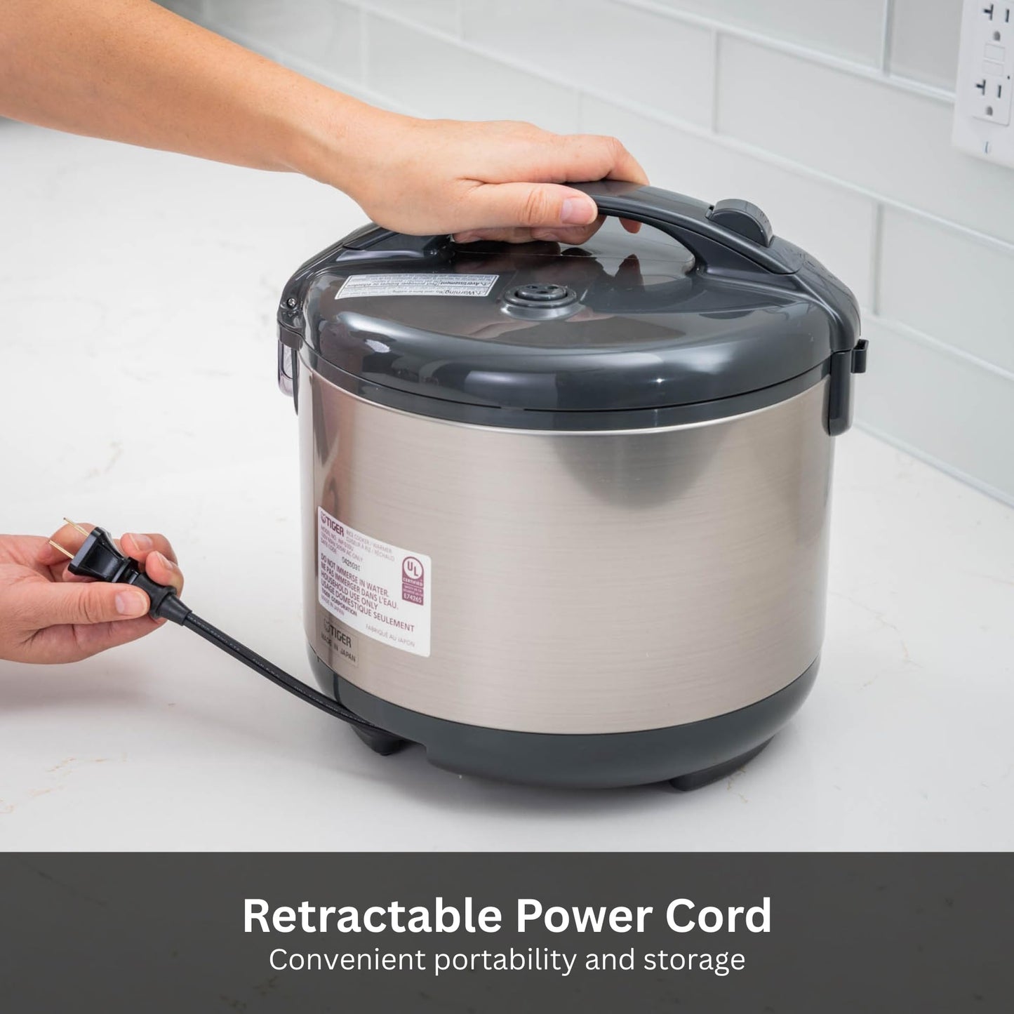 Tiger JNP-S55U-US 3 Cup Capacity White Rice Cooker with Non-Stick Inner Pot, Retractable Power Cord, and Keep Warm up to 12 hours (Urban Satin)